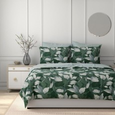 Dreamworld Inky Leaves Green Duvet Set
