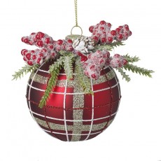 Foliage Topped Tartan Bauble Foliage Topped Tartan Bauble