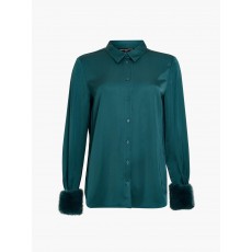 French Connection Hope Satin Faux Fur Trim Shirt French Connection Hope Satin Faux Fur Trim Shirt