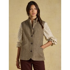 Joules Nehru Tweed Fitted Gilet Brown