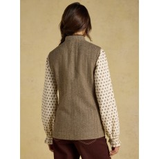 Joules Nehru Tweed Fitted Gilet Brown