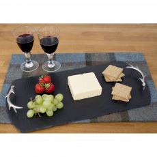 Just Slate Serving Tray Antler Handles Boxed Lrg