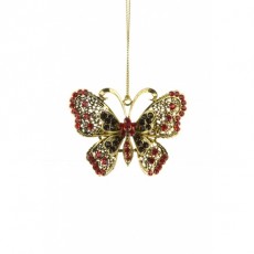 JEWELLERY BUTTERFLY RED/GOLD 7CM