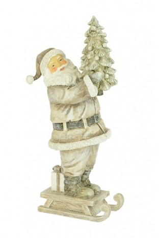 Santa With Bird Tree Grey