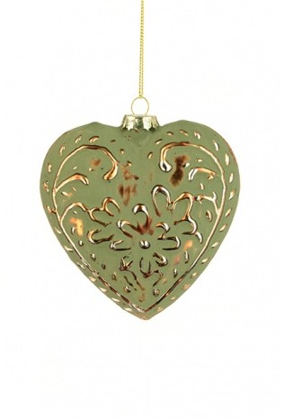 Delonia Heart Decoration Green/Copper