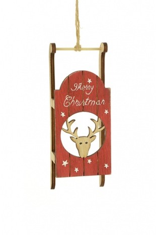 Sleigh Deer Decoration Red