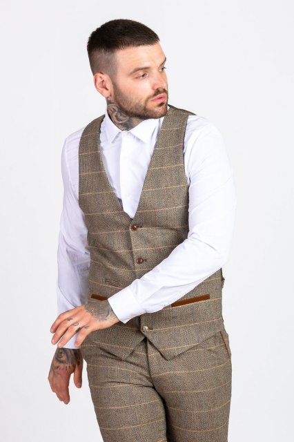 Marc Darcy Ted Tweed Check Waistcoat