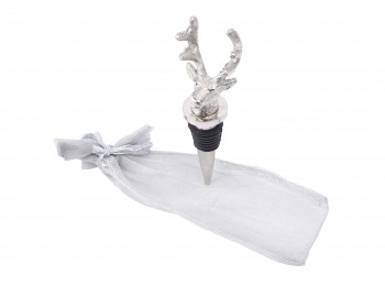 Stag Head Bottle Stopper In Organza Bag