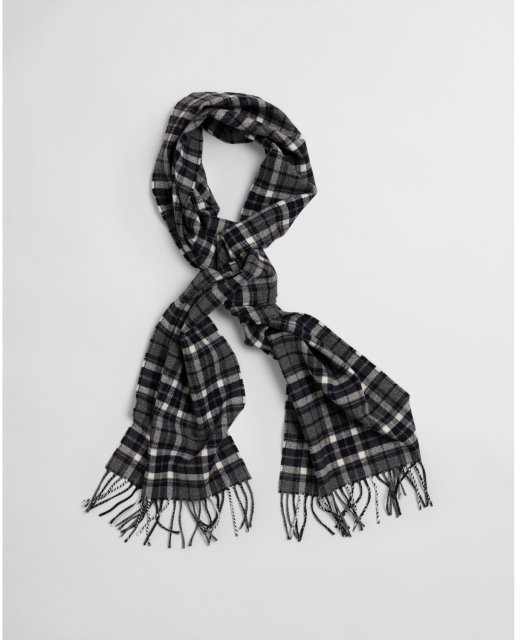 Gant Checked Twill Wool Grey Scarf