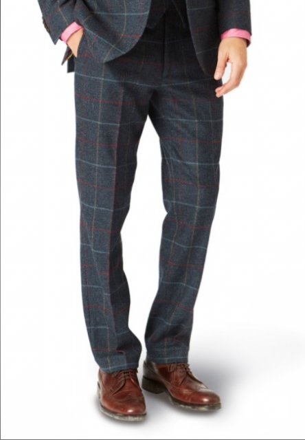 Brook Taverner Haincliffe Plain Front Blue Tweed Trouser