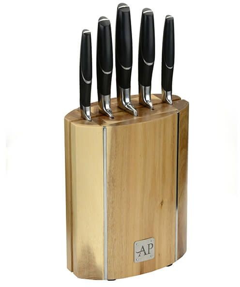 6 Piece Oval Wooden Knife Block