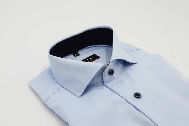 Eterna Shirt with Trim & Contrast Buttons Blue/Navy