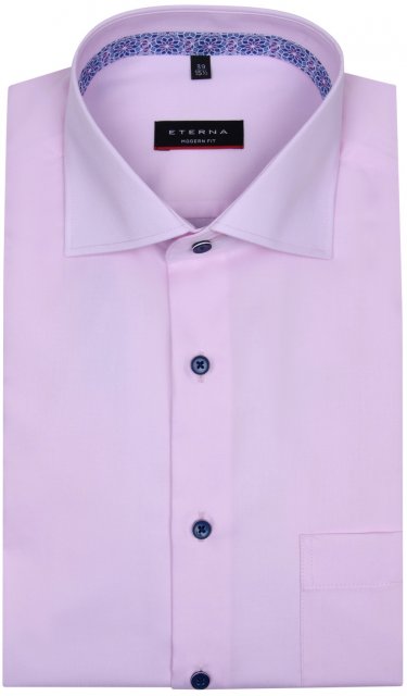 Eterna Cover Shirt with Trim Pink/ Blue Buttons
