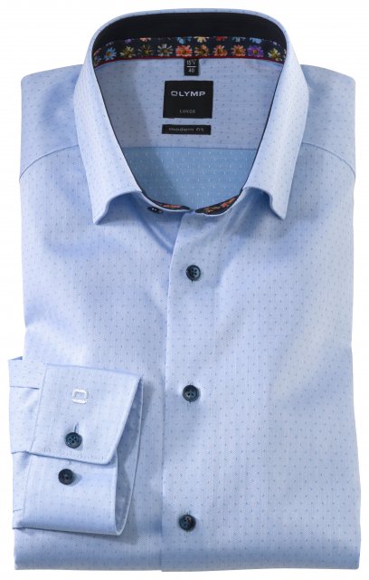 Olymp Dobby Shirt with Trim Blue