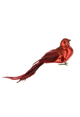 Floralsilk Red Metallic Bird Clip