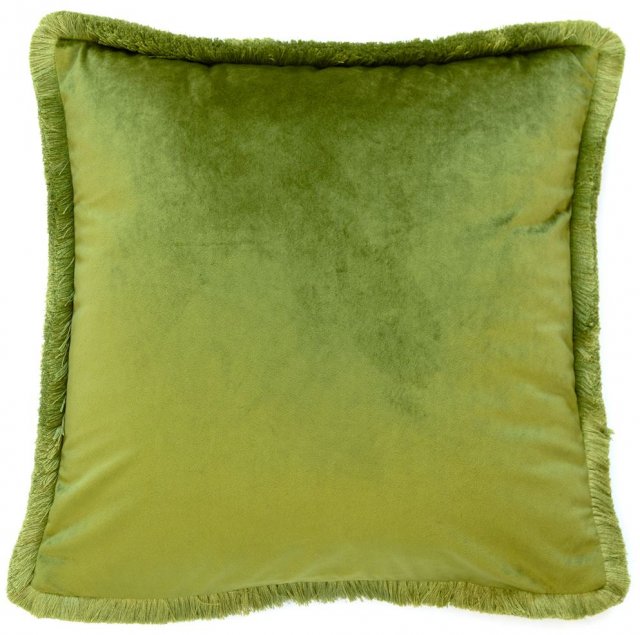 Velvet With 4 Side Fringes Olive 45x45