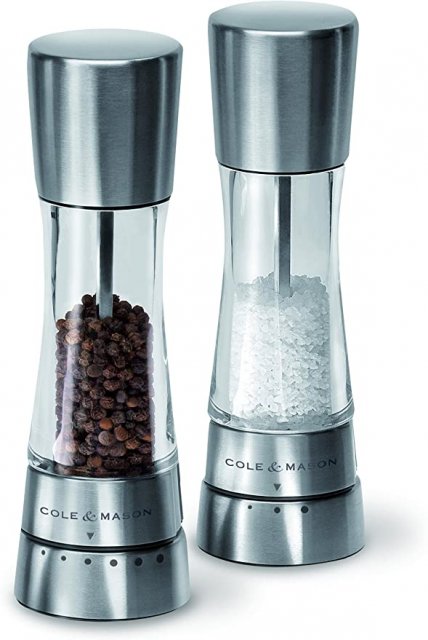 Cole & Mason Derwent GS Clear Stainless Steel Salt & Pepper Mill Set