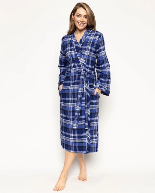 Cyberjammies Riley Navy Checks Long Wrap