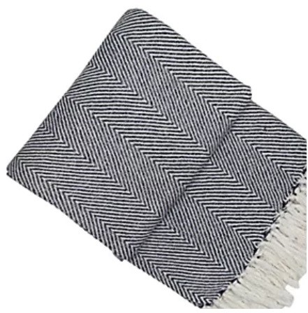 Recycled Chevron Throw 130x180-Navy