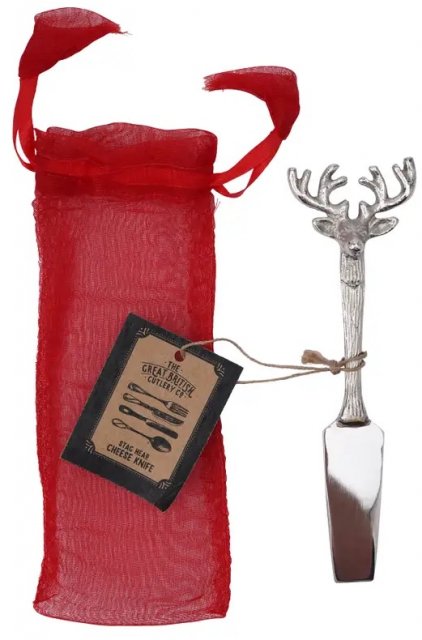 Stag Head Cheese Knife in Organza Bag