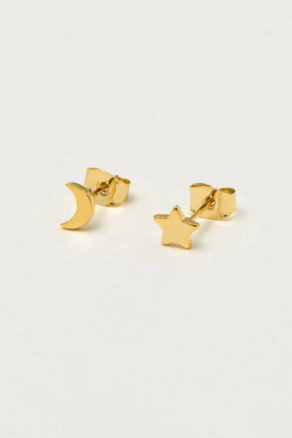 Mixed Moon & Star Gold Plated Earrings