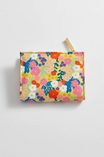 Folded Wallet - Yellow Floral Print Cotton Canvas