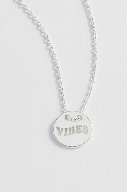 Vibes Cut Out Disc Necklace - Silver Plated