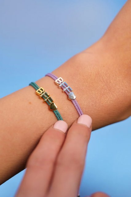 Bff Heart Bracelet On Lilac Cord