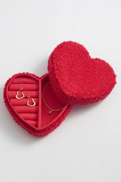 Heart Shaped Jewellery Box - Red Teddy