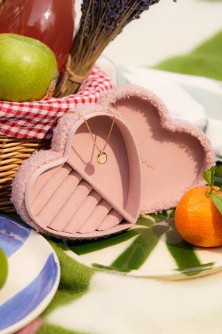 Heart Shaped Jewellery Box - Pink Teddy