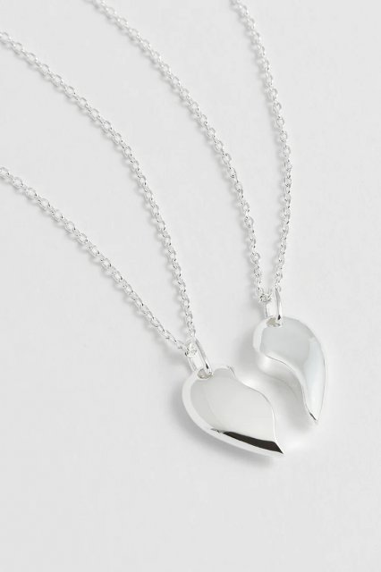 Bff Heart Necklace - Silver