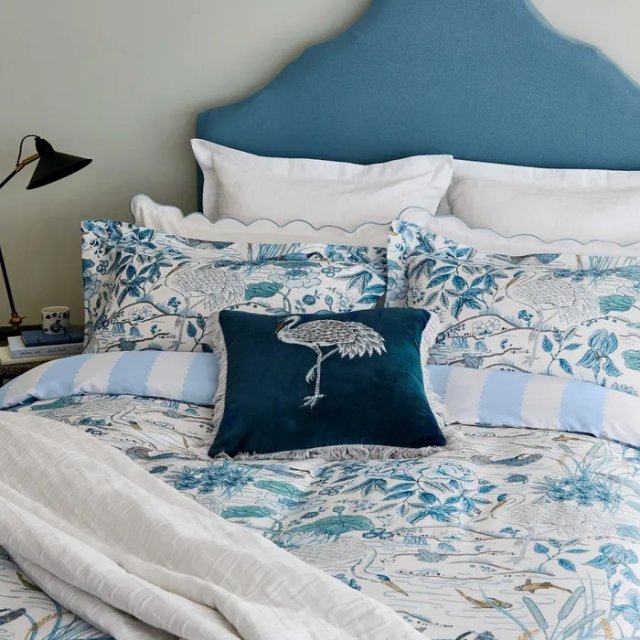 Sanderson Crane & Frog Blue Oxford Pillowcase