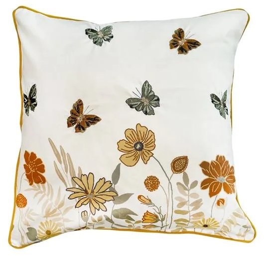 Malini Emb Butterflies and Floral 45x45-Rust