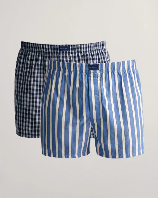 Gant Stripe And Check Boxer Shorts 2-P