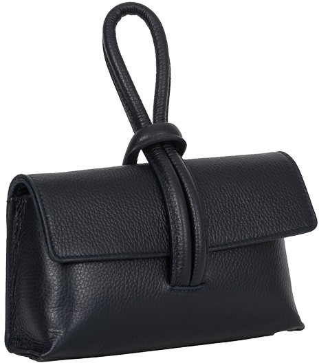 Tempest Chic Leather Clutch Bag With Pull Through Loop-Black