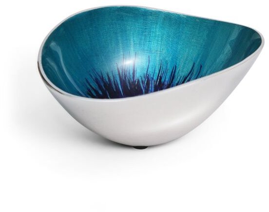 Brushed Aqua Oval Bowl Small 16cm