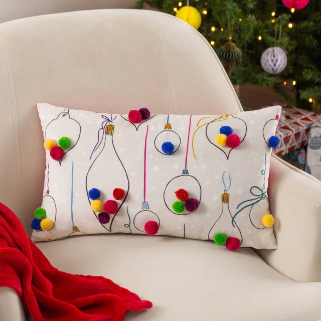 Festive Applique Homes Cushion 30 x 50