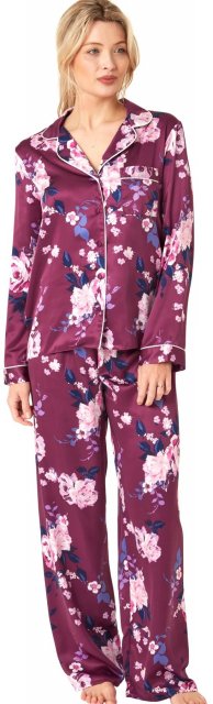 Print Satin Pyjama Set Carmine Floral