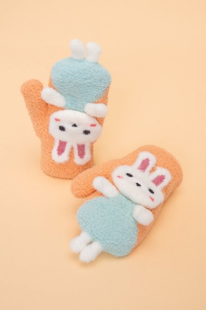 Powder Pals Mittens Dancing Bunny Coral