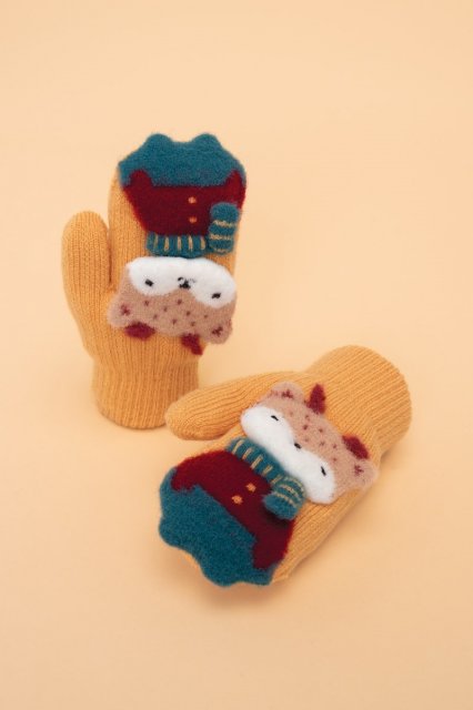 powder Pals Mittens Reindeer Mustard