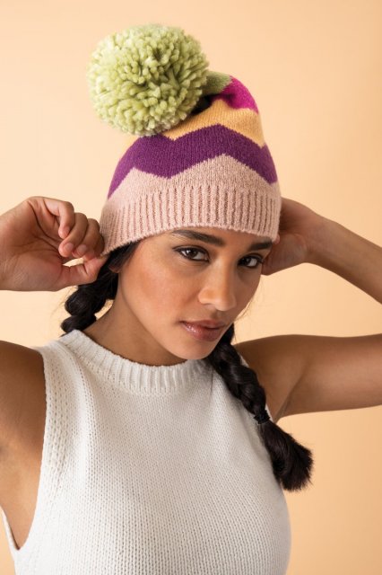 Nora Bobble Hat Taupe Mix