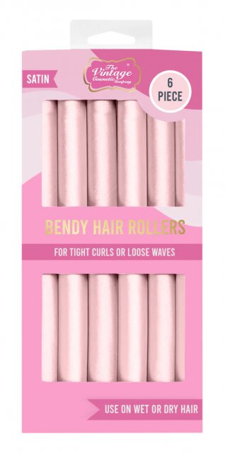 The Vintage Cosmetic Company Pink Satin Bendy Hair Rollers 6pk