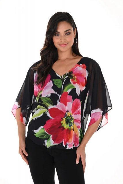 Frank Lyman Black Fuschia Top