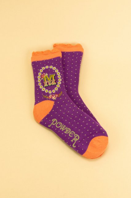 A-Z Ankle Sock Letter M