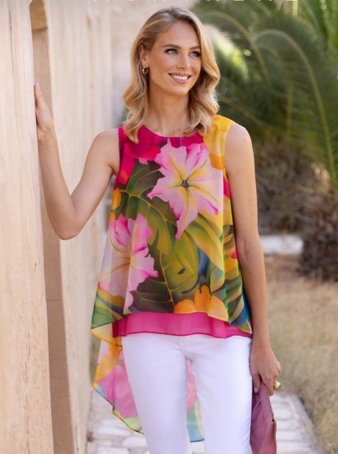 Frank Lyman Fuschia Green Top