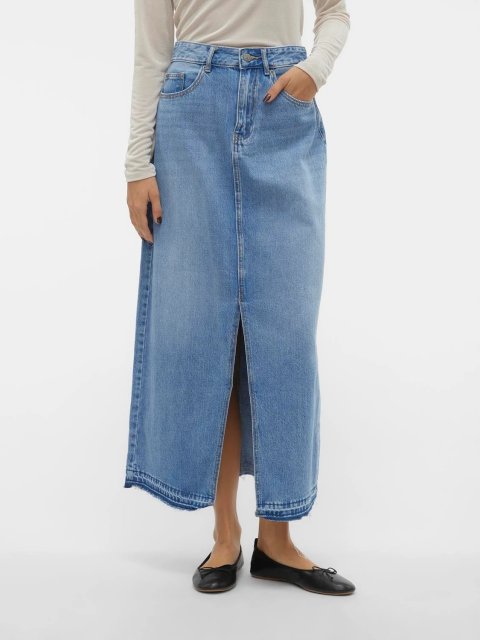 Vero Moda Zayla HR Slit Long Denim Skirt