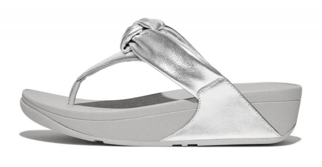 FitFlop Lulu Padded-Knot Metallic-Leather Toe-Post Sandals