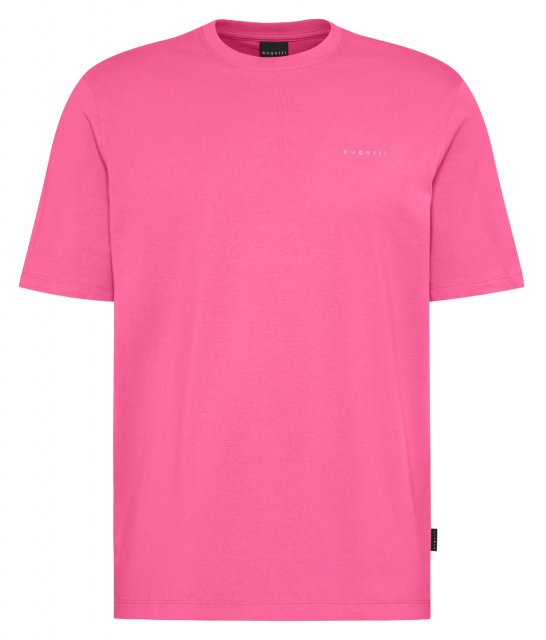 Bugatti T-Shirt Donna In Cotone E Lino: Corta Con Bordo Rosa A Contrasto