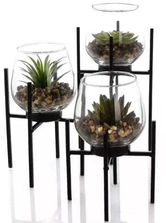 Set of 3 Glass Planters