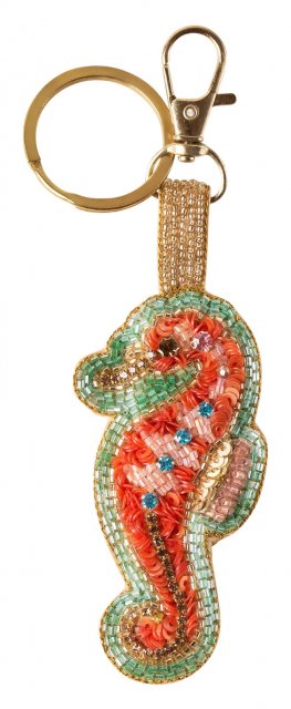 Powder Sparkling Seahorse Beaded Keyring